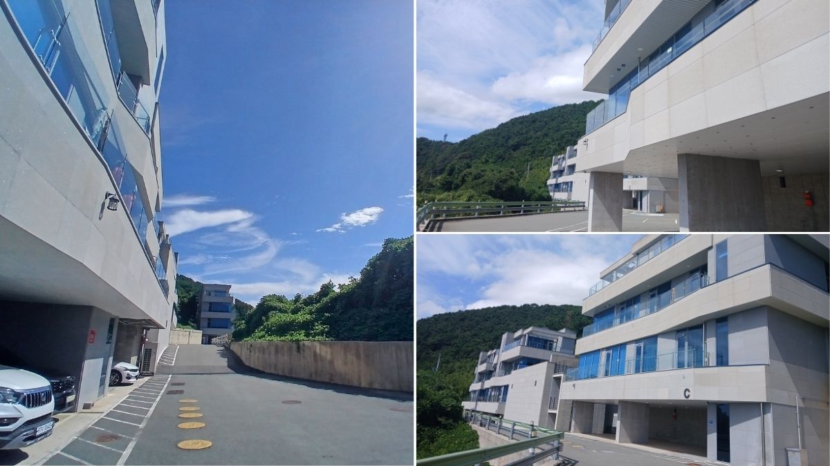 거제도파티레지나 풀빌라 입구 주차장 전경